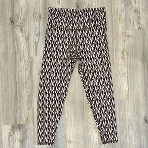 NWT Terez Athletic TLC Leggings Pants Activewear Aztec Geo Brown Black Size 1X
